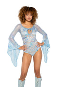 Fishnet/Mesh Sequin Flair Sleeve Top