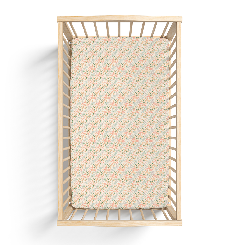 Jersey Knit Polyester Crib Sheet in Wildflower Meadow