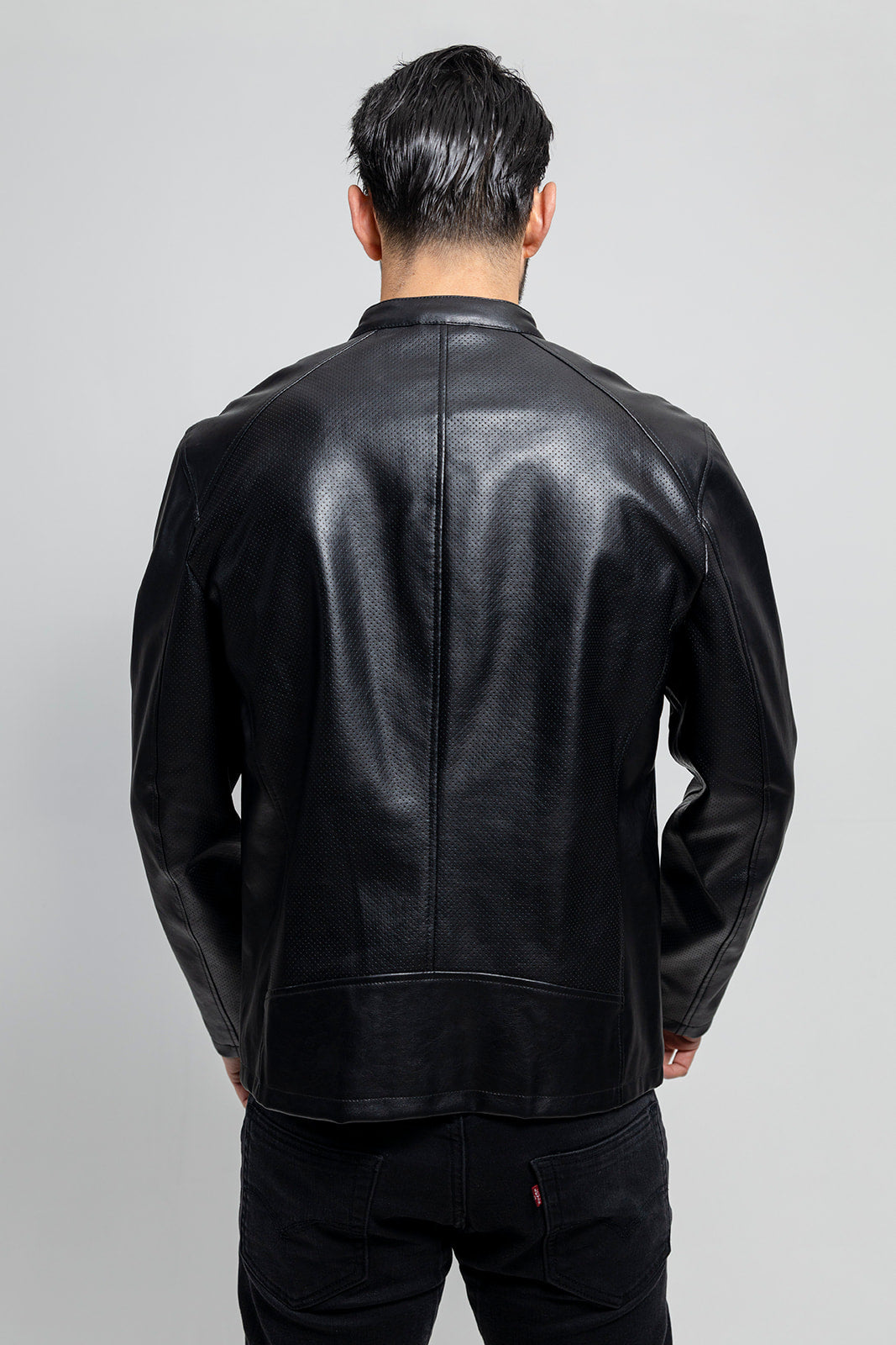 Oliver Men's Vegan Faux/Perforated Leather Jacket