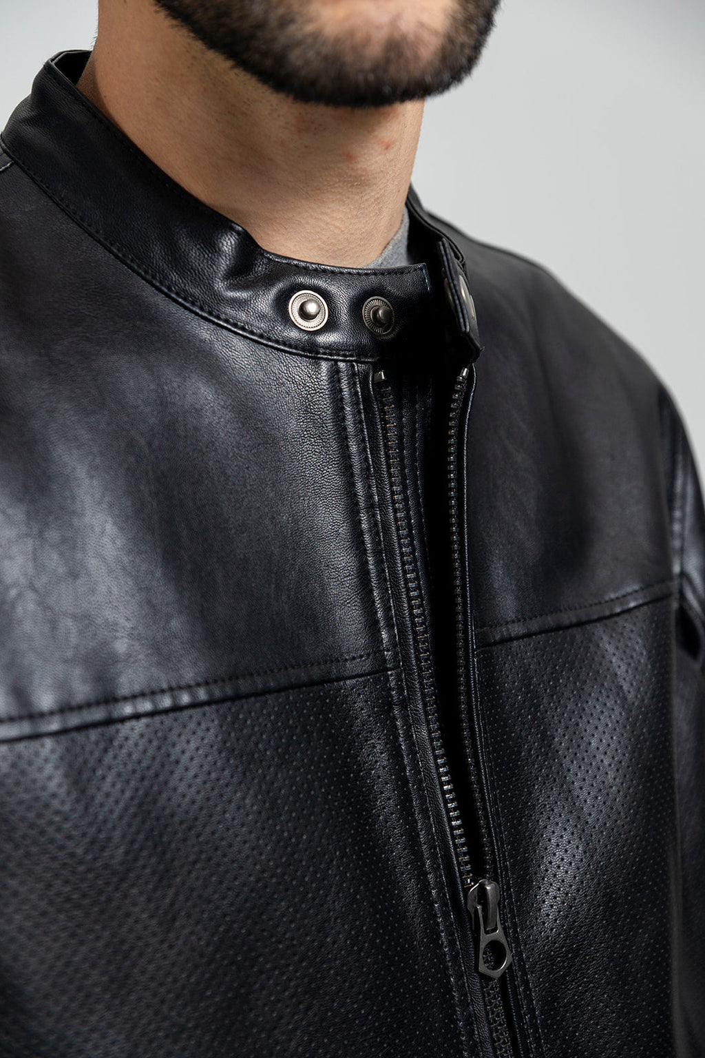 Oliver Men's Vegan Faux/Perforated Leather Jacket