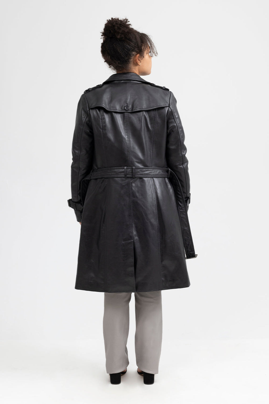 Olivia Women's Double Breasted Leather Coat