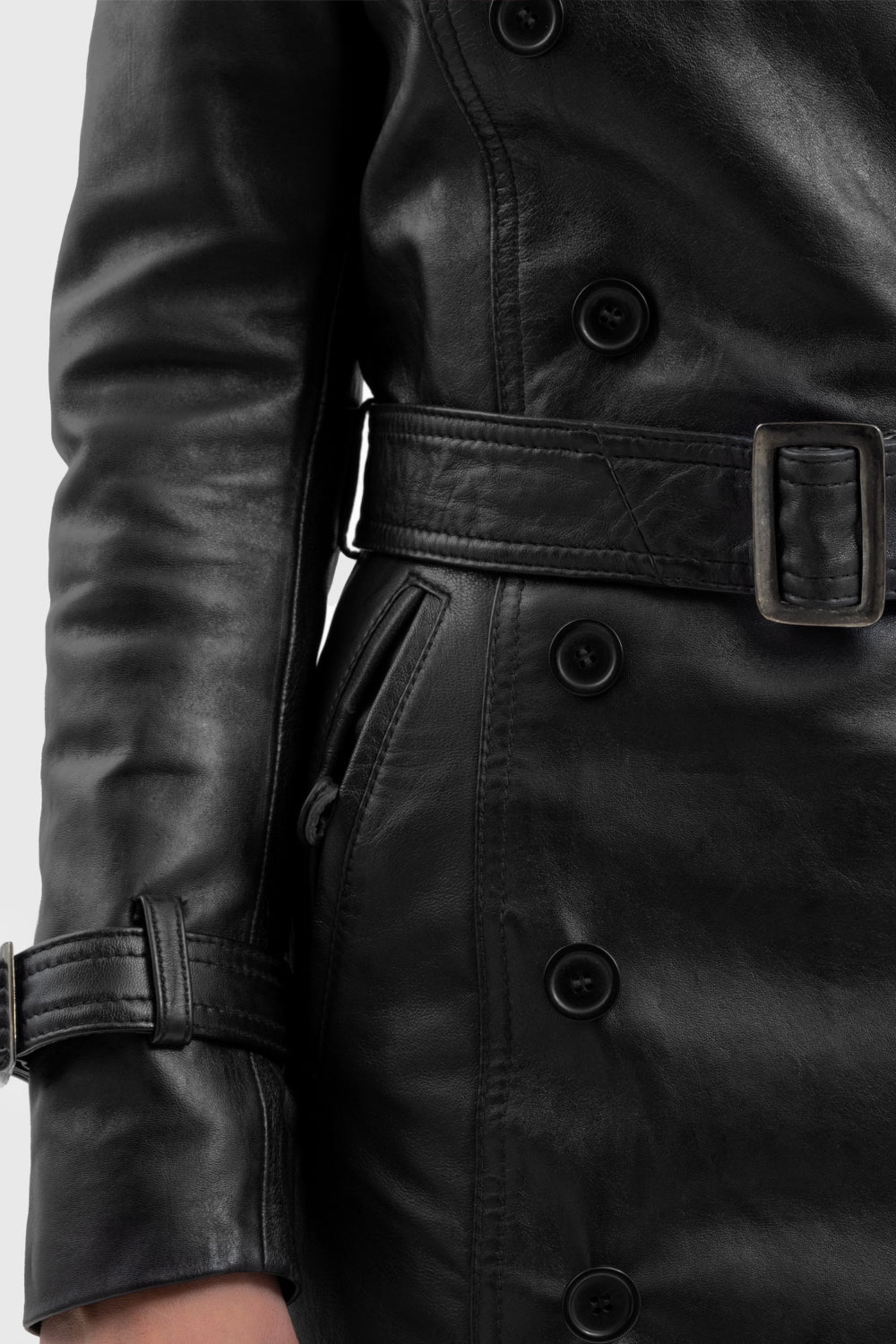 Olivia Women's Double Breasted Leather Coat