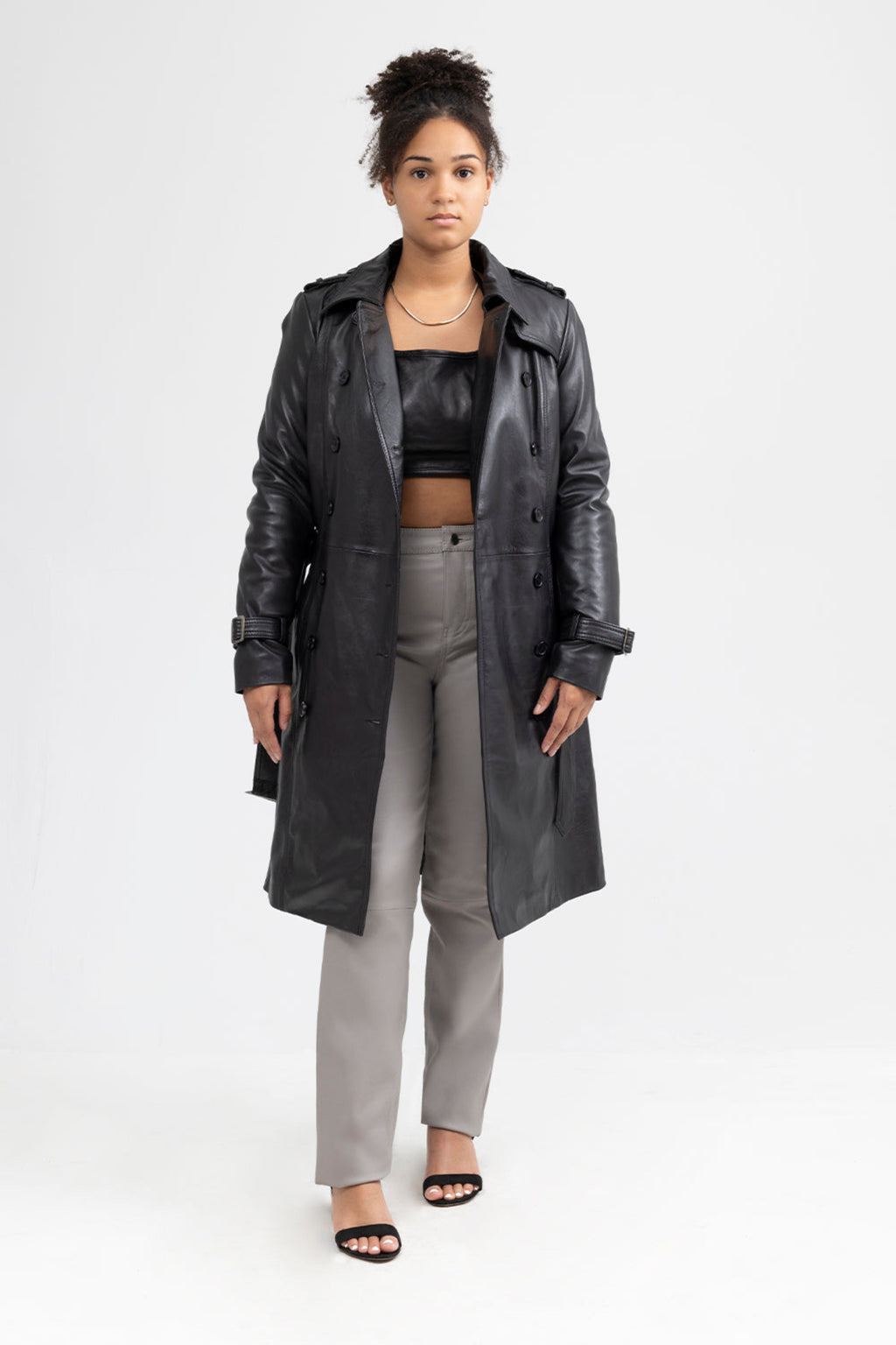 Olivia Women's Double Breasted Leather Coat