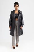 Olivia Women's Double Breasted Leather Coat