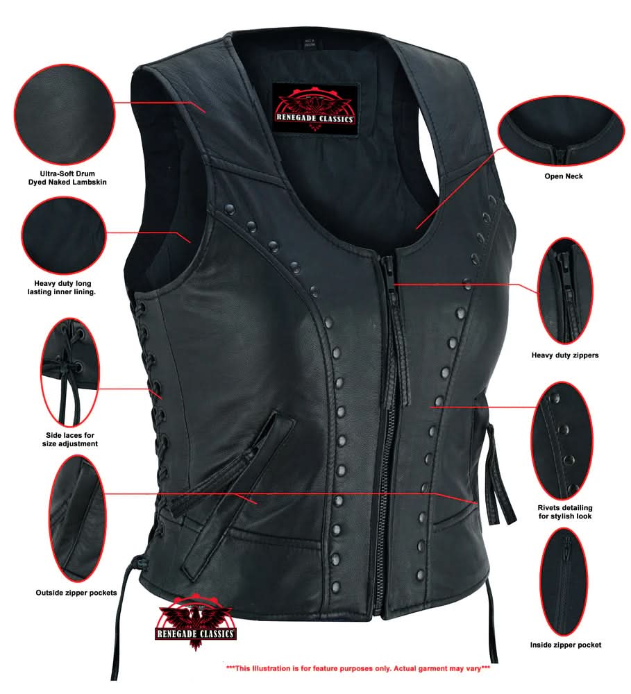 Women's Lightweight Vest with Rivets Detailing