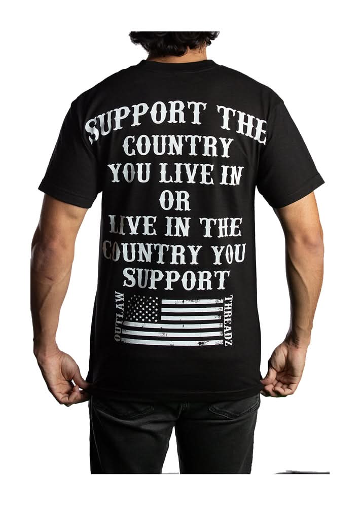 Men's Outlaw Threadz American Support USA Country Flag  T Shirt