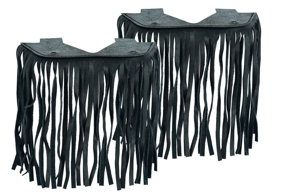 B14 Black Leather Floor Boards with Fringe - Small