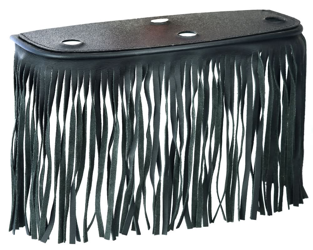 B15 Black Leather Floor Boards with Fringe - Large