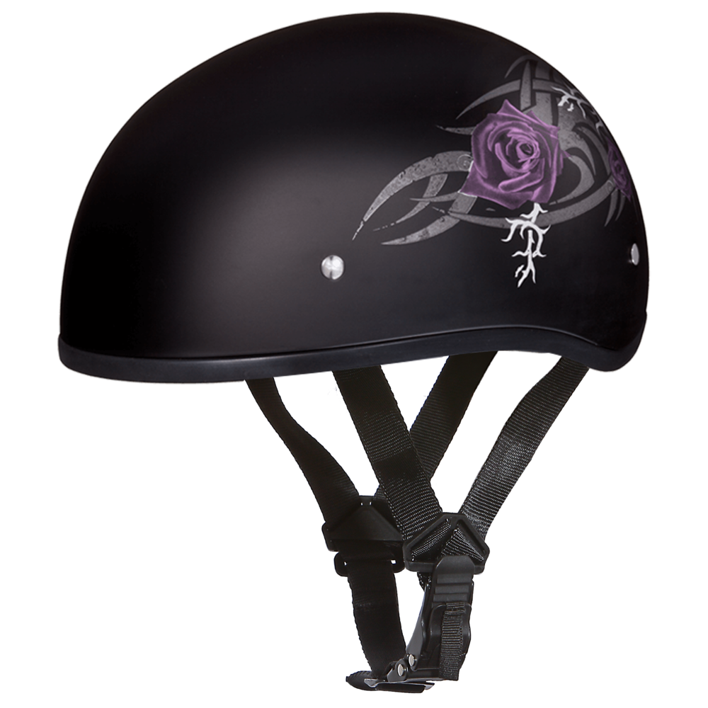 D6-PR DOT Approved Daytona Skull Cap Motorcycle Half Face Helmet – Purple Rose