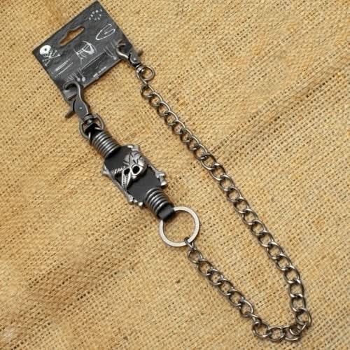 WA-WC735 Wallet Chain with a skull metal rings and leather designs