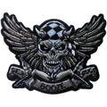P676 Sex Booze Drugs Checkered Skull and Wings Patch