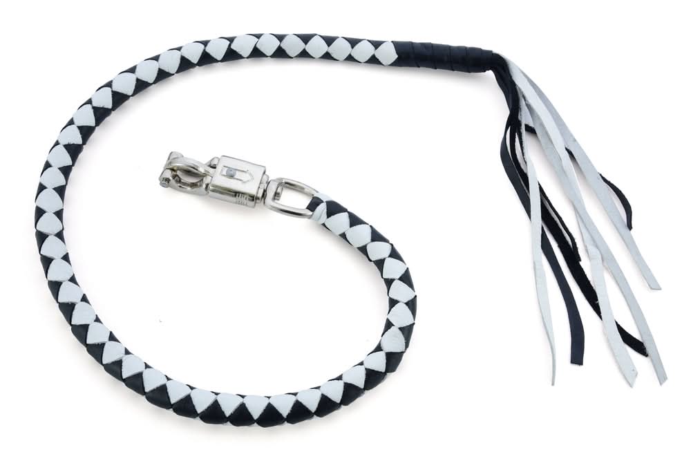 GBW24 Leather Biker Whip-White/Black