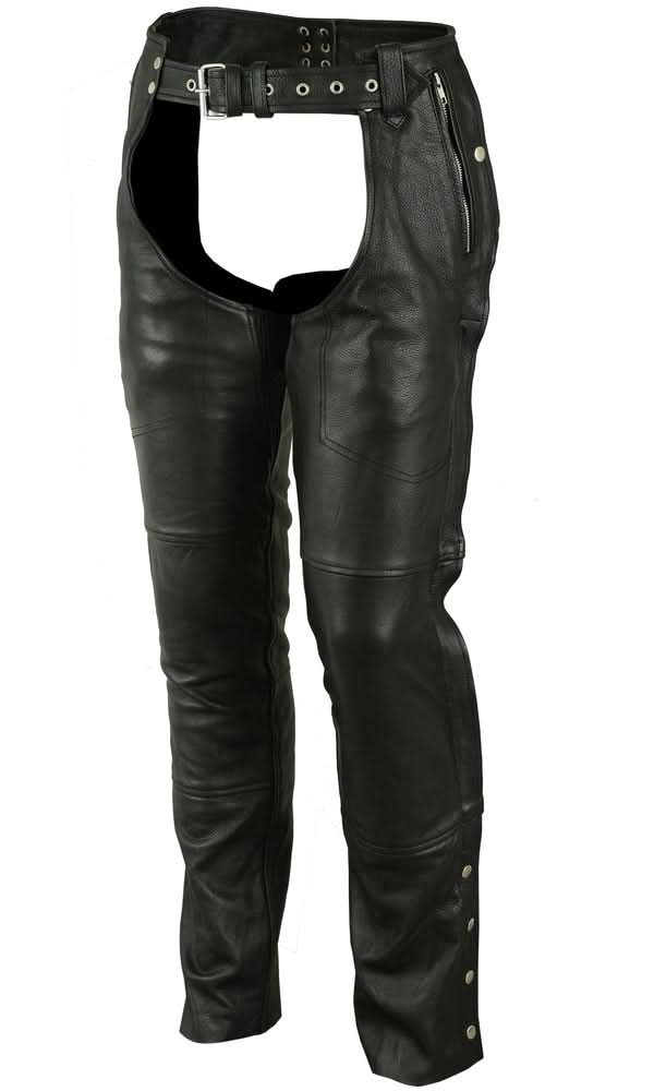 Rider Shield Black leather motorcycle chaps - Black