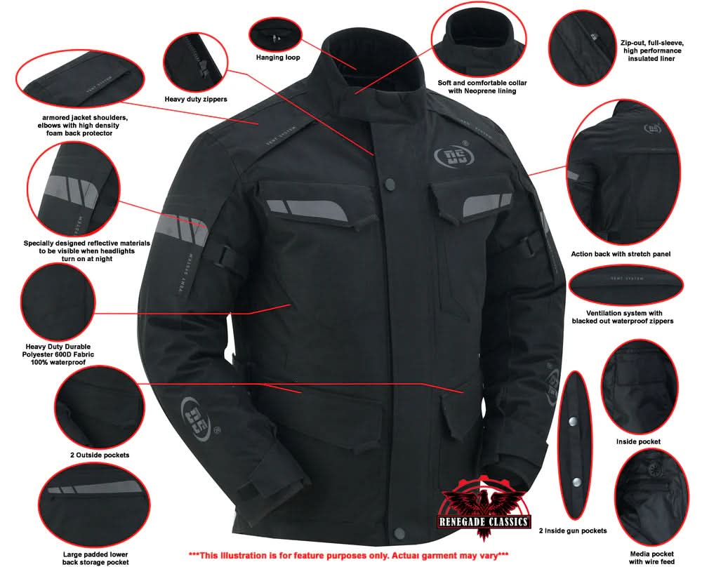Heavy Duty Polyester Textile Mens motorcycle Jacket