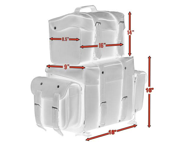 Leather Black PVC Large Four Piece Motorcycle Touring Tail Bag