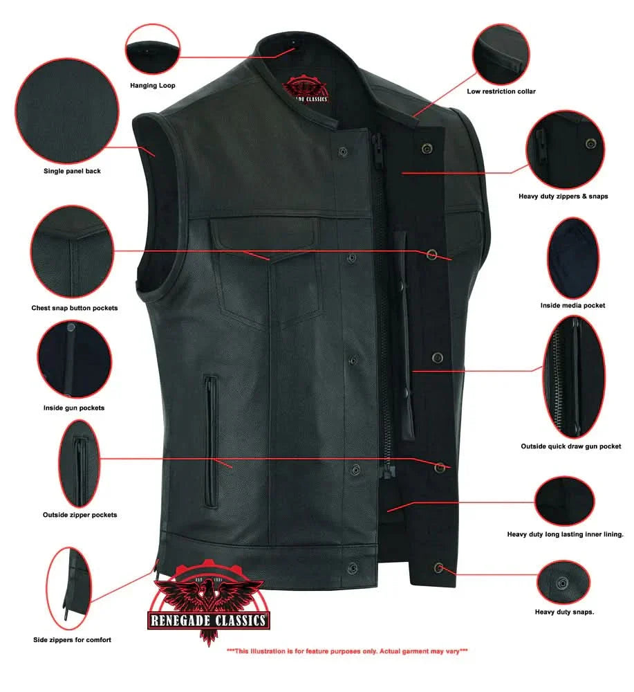 Eclipse Black Motorcycle Vest - Hidden Smart Access Pockets & Durable Lining