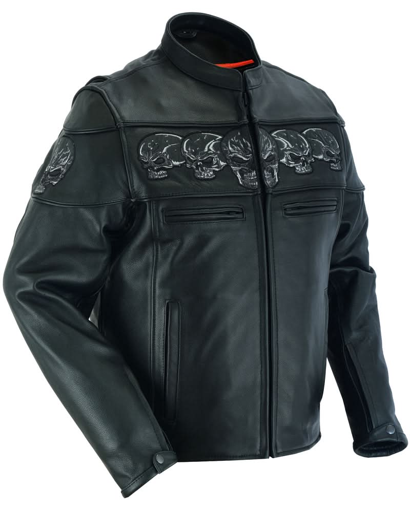 Men's Black Reflective Skulls Scooter Jacket