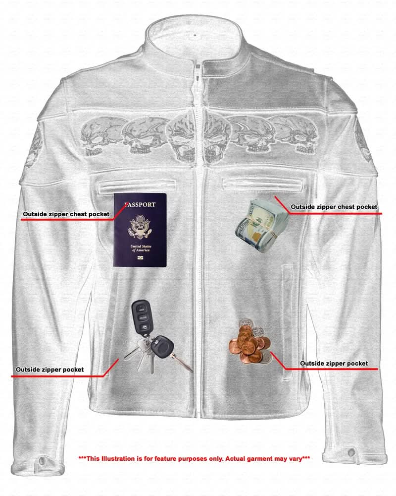 Men's Black Reflective Skulls Scooter Jacket