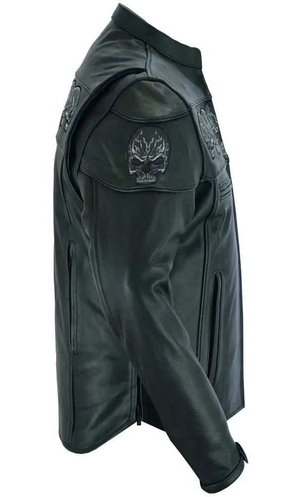 Men's Black Reflective Skulls Scooter Jacket