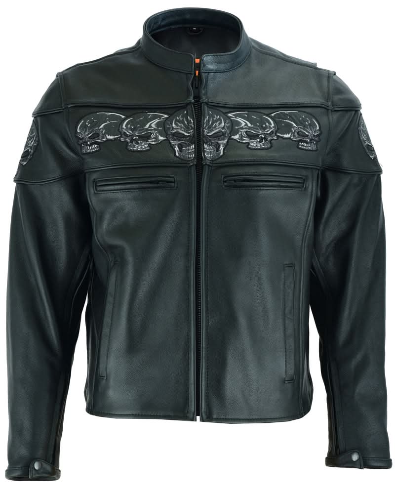 Men's Black Reflective Skulls Scooter Jacket