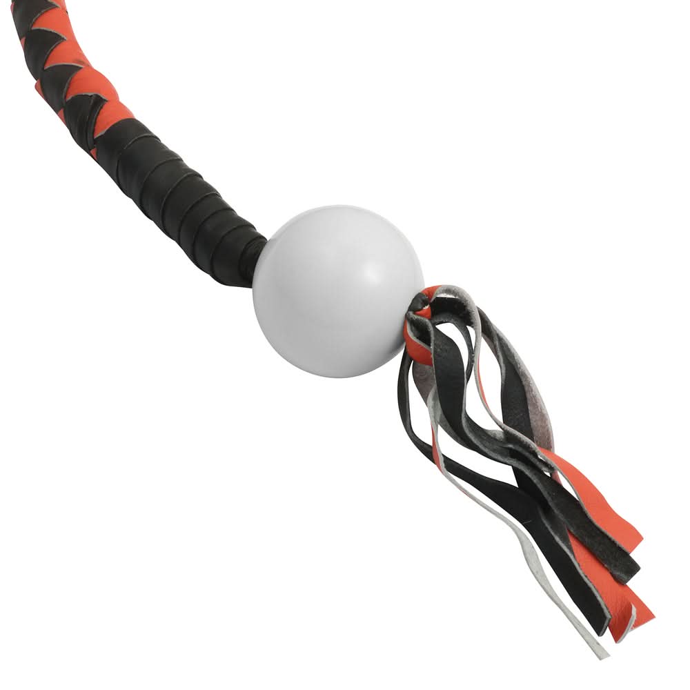 GBW29B Leather Biker Whip-Orange/Black W / White Pool Ball