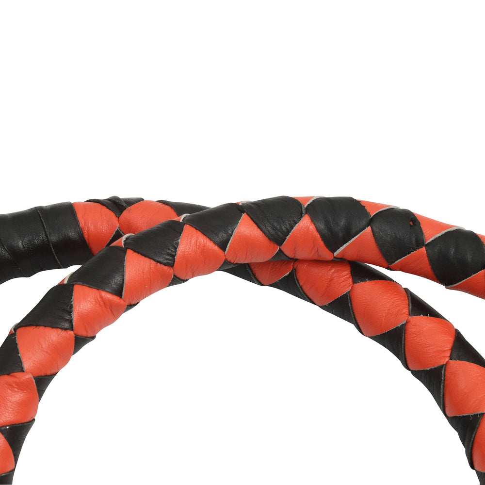GBW29B Leather Biker Whip-Orange/Black W / White Pool Ball