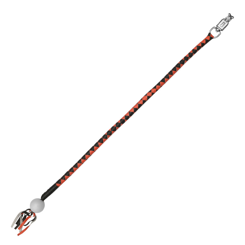 GBW29B Leather Biker Whip-Orange/Black W / White Pool Ball