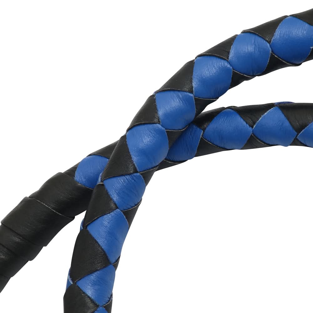 GBW21B Leather Biker Whip-Blue/Black W / Black Pool Ball