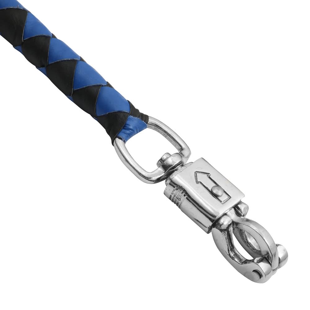 GBW21B Leather Biker Whip-Blue/Black W / Black Pool Ball