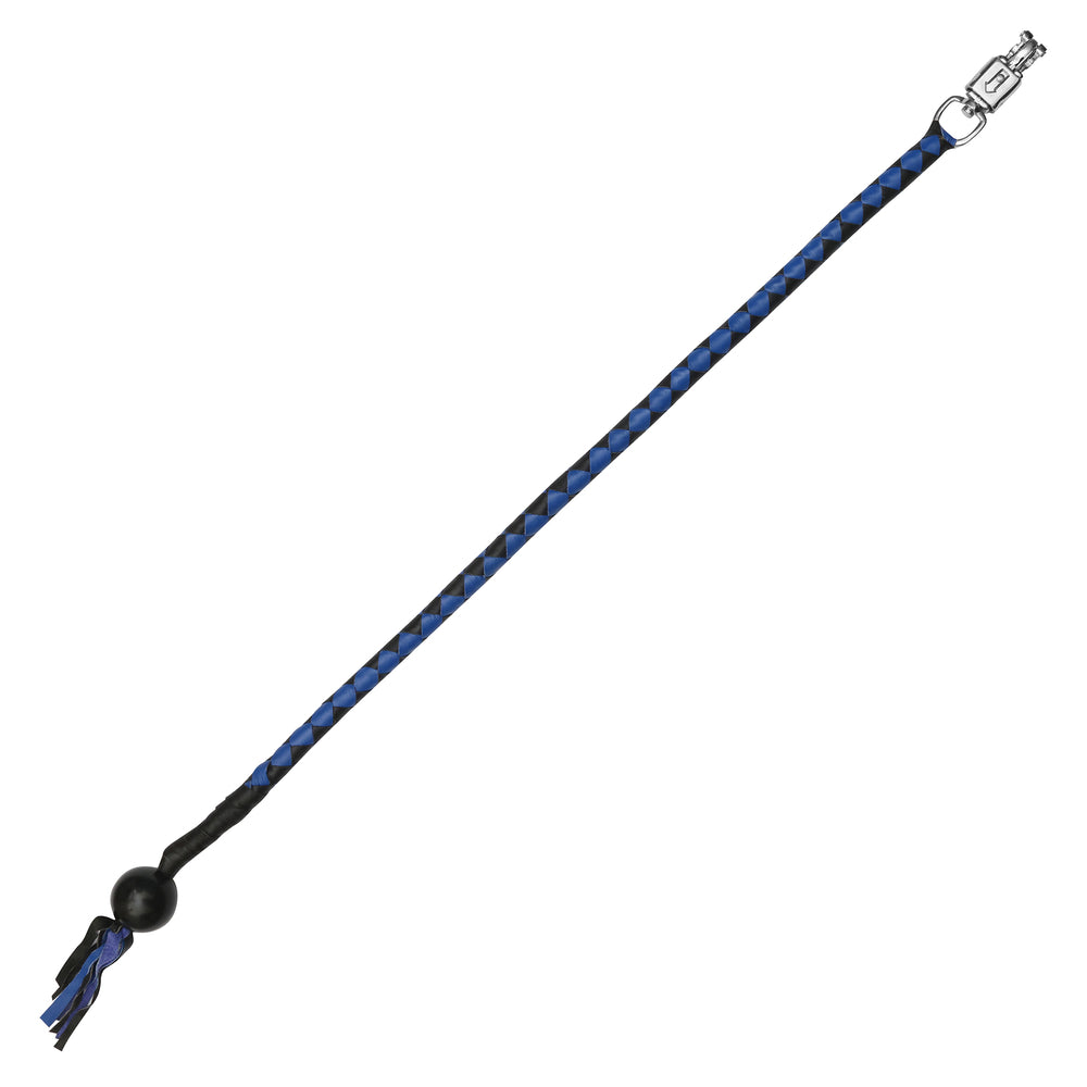 GBW21B Leather Biker Whip-Blue/Black W / Black Pool Ball