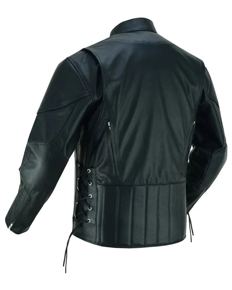 AM Knucklehead Premium Black Men's Leather Motorcycle Jacket