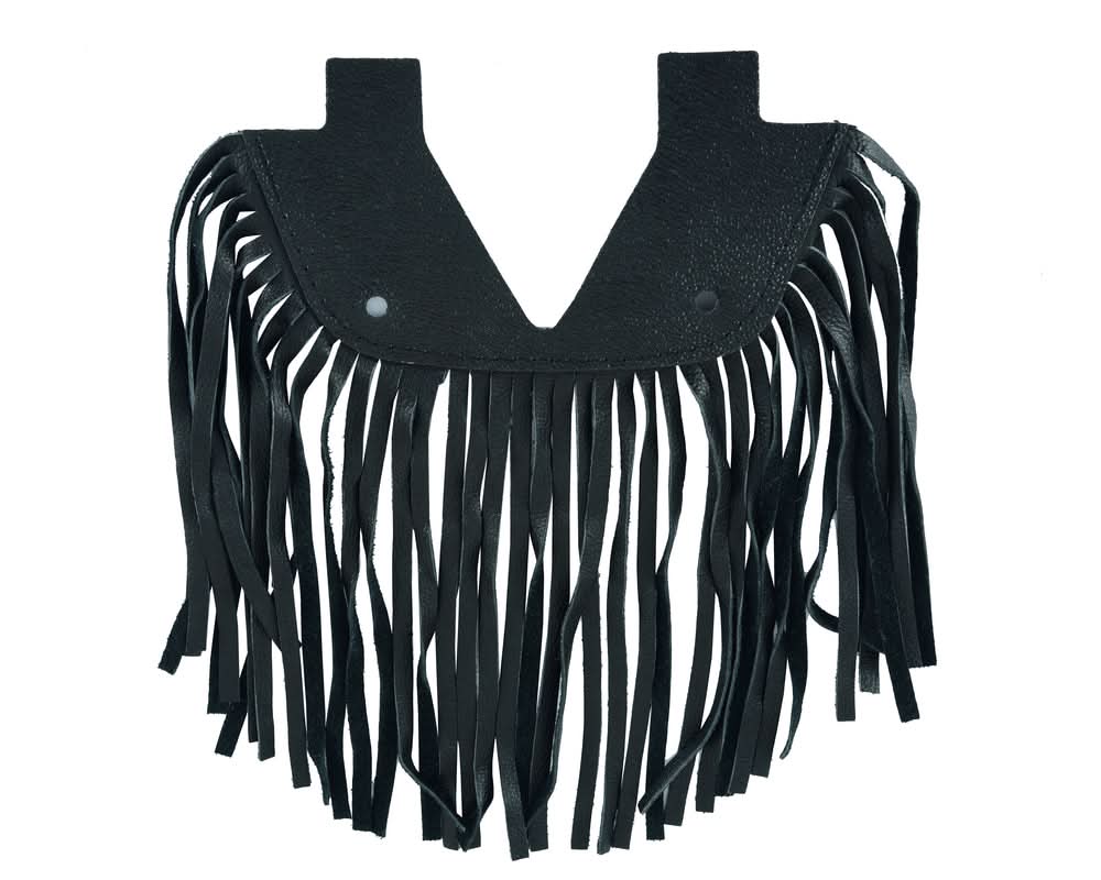 B14 Black Leather Floor Boards with Fringe - Small
