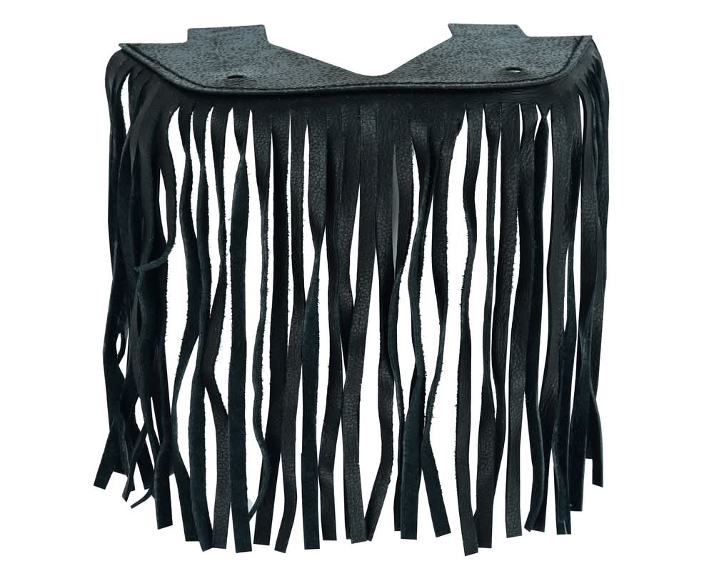 B14 Black Leather Floor Boards with Fringe - Small