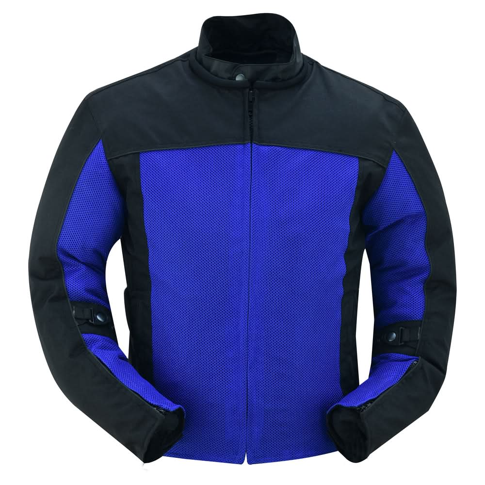 Cross Wind Micro Mesh Mens Motorcycle Jacket - Blue