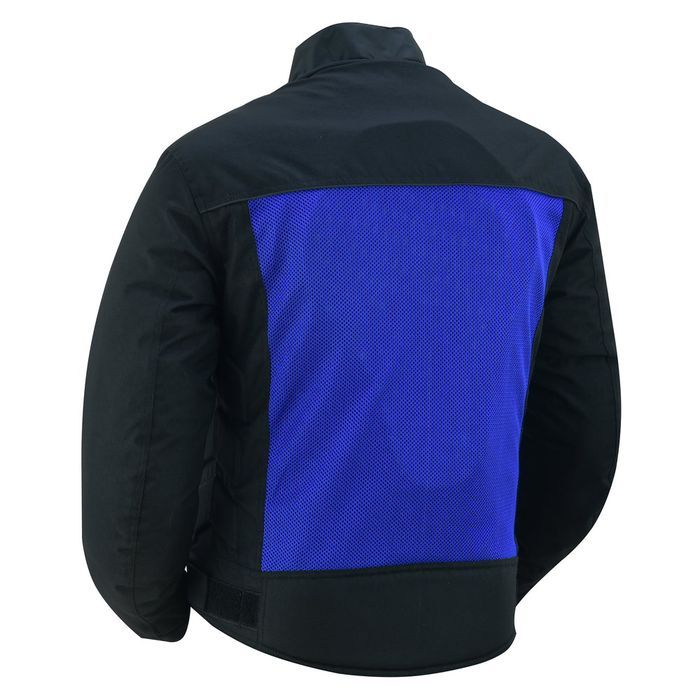 Cross Wind Micro Mesh Mens Motorcycle Jacket - Blue