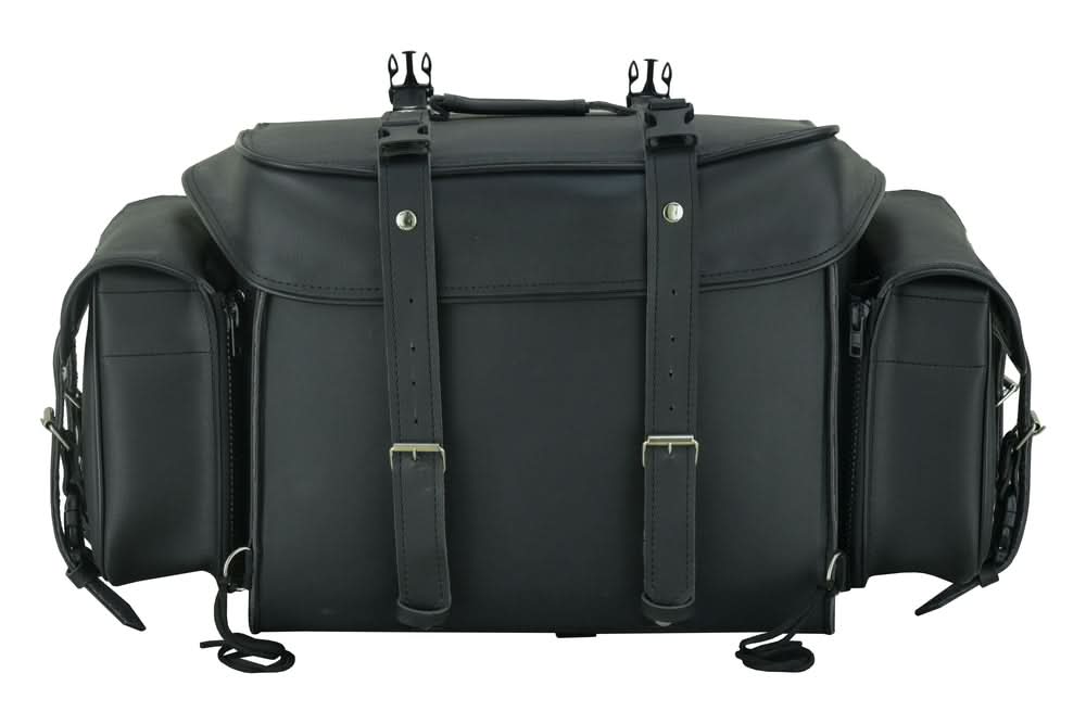 Leather Black PVC Large Four Piece Motorcycle Touring Tail Bag