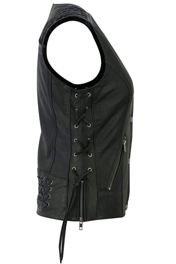 Women's Vest with Grommet and Lacing Accents
