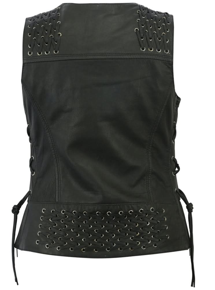 Women's Vest with Grommet and Lacing Accents