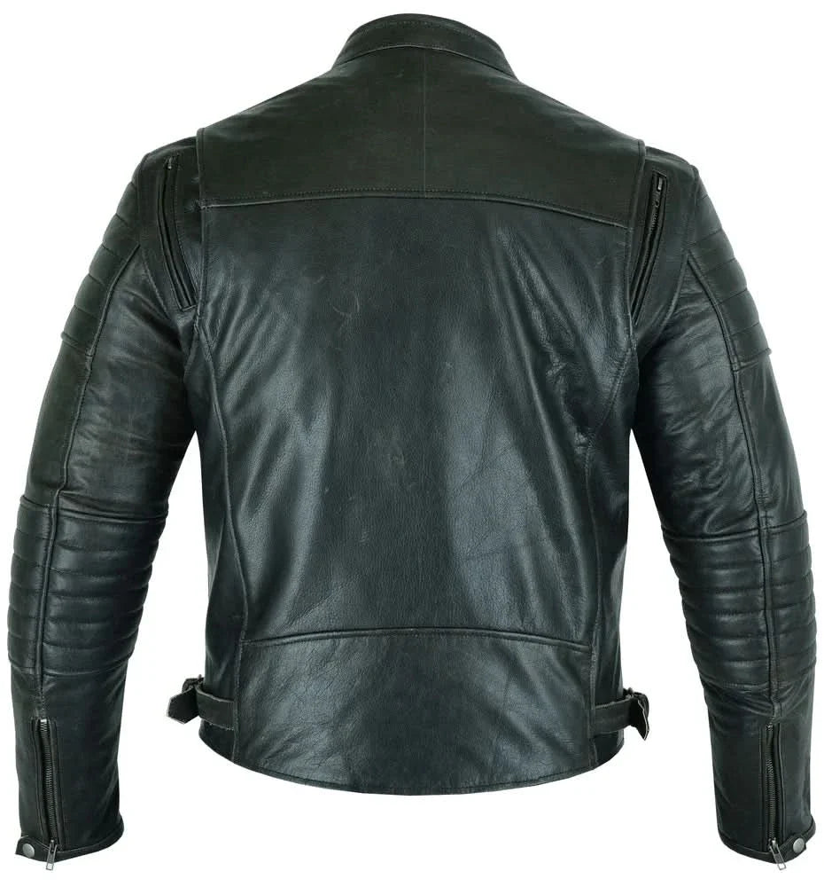 Men's Gun Metal Brown Crossover Leather Scooter Jacket