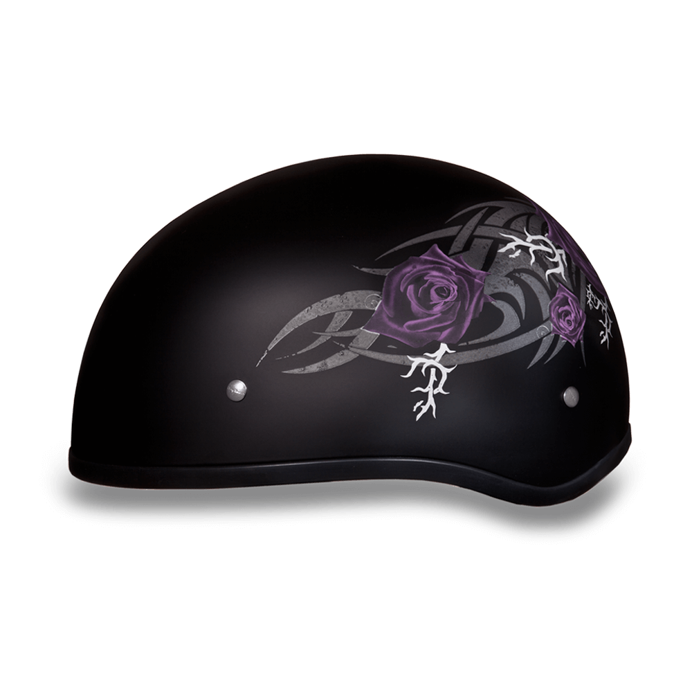D6-PR DOT Approved Daytona Skull Cap Motorcycle Half Face Helmet – Purple Rose
