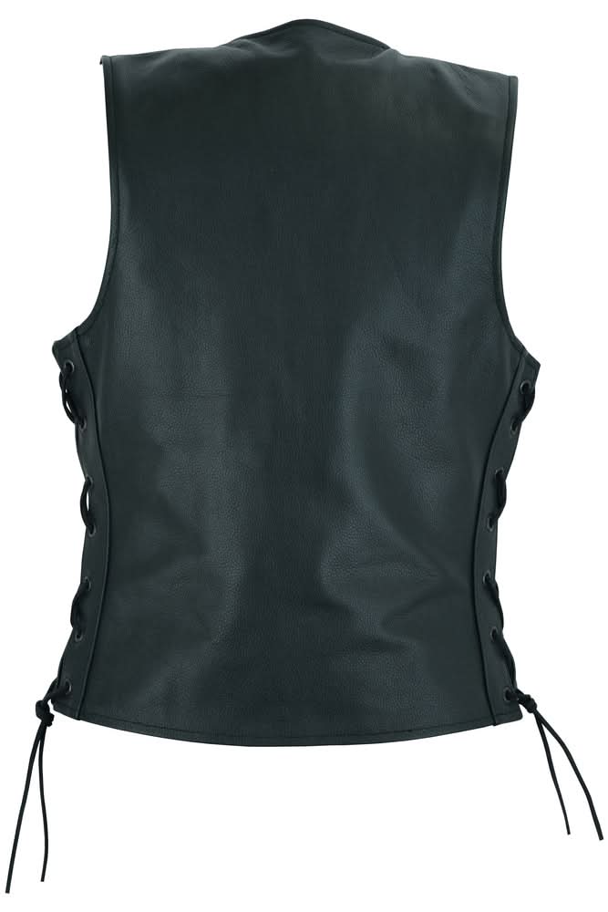 Ella Women's leather motorcycle vest -  Black