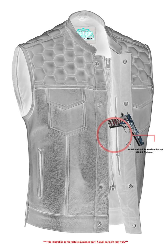 Whiskey Men's Motorcycle Leather Vest - Black