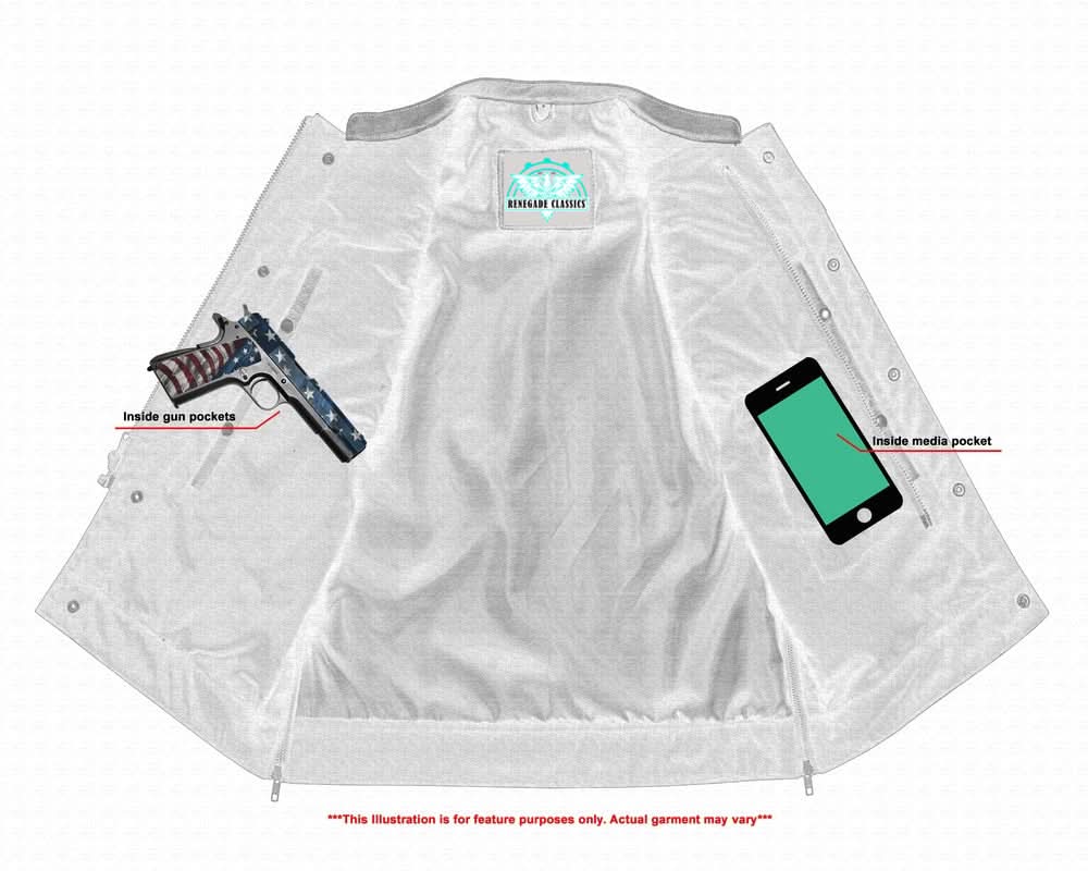 Whiskey Men's Motorcycle Leather Vest - Black