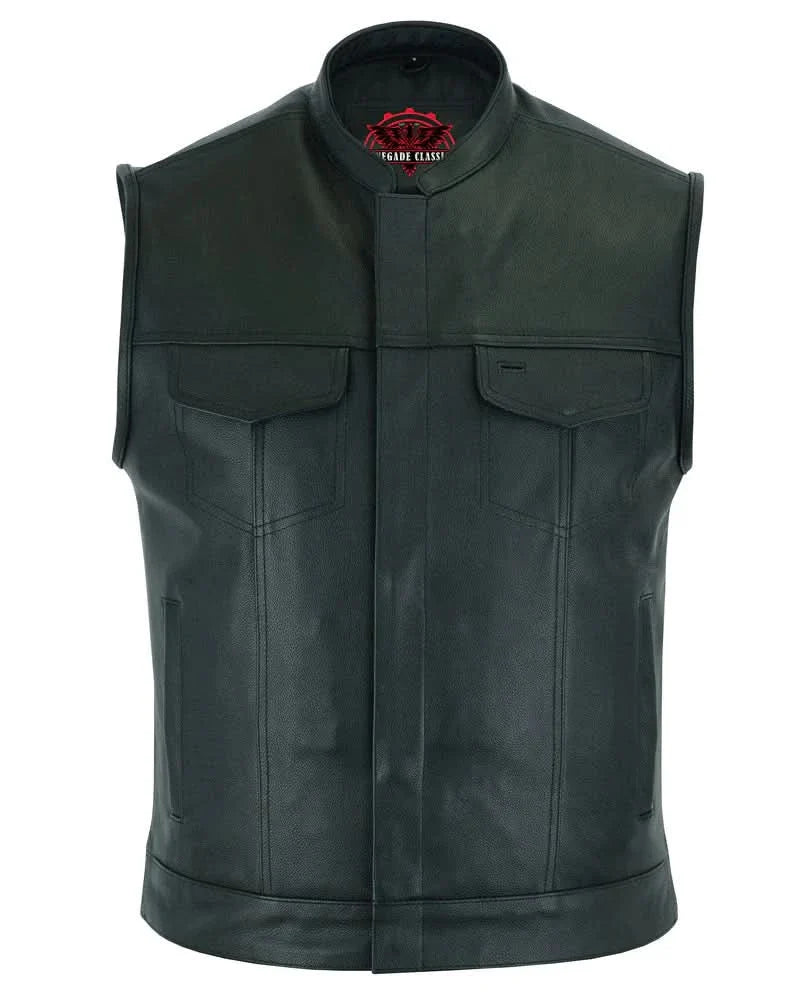 Blackhawk Scoop Collar Men's Motorcycle Vest - Smart Access Pocket & Hidden Zipper