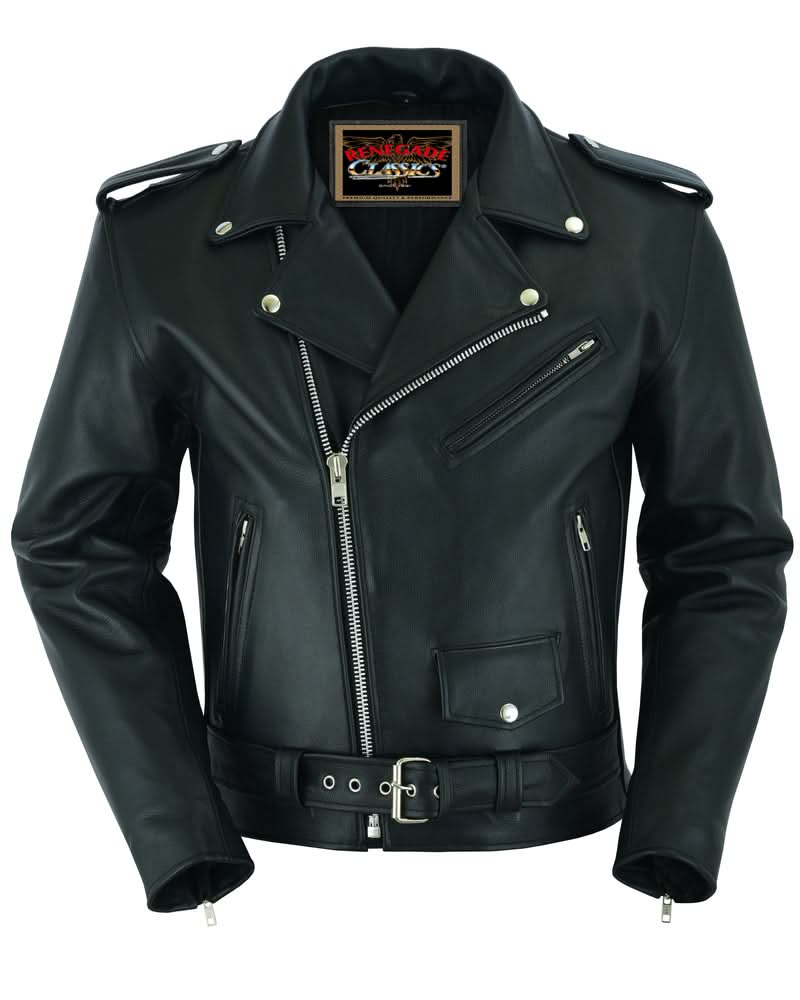 Super Arnold Men's Black Leather Jacket – Retro Design