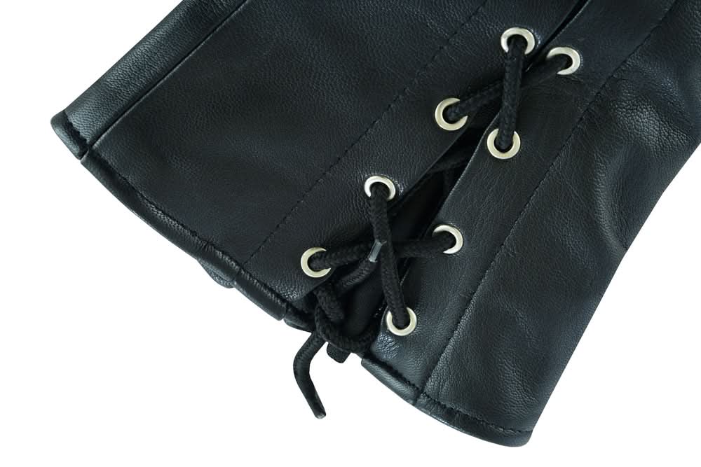 Women's Black Thigh High Leather Side Lace Leggings