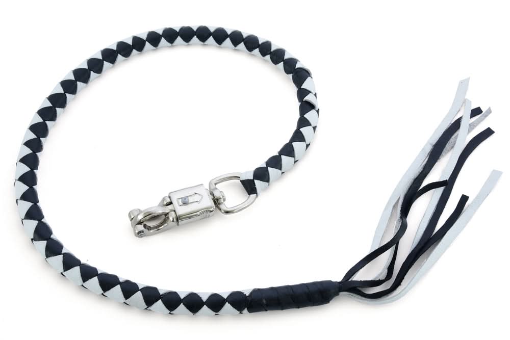 GBW24 Leather Biker Whip-White/Black