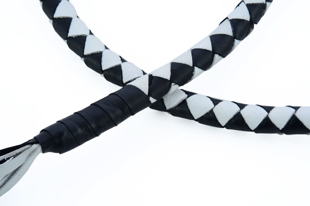 GBW24 Leather Biker Whip-White/Black