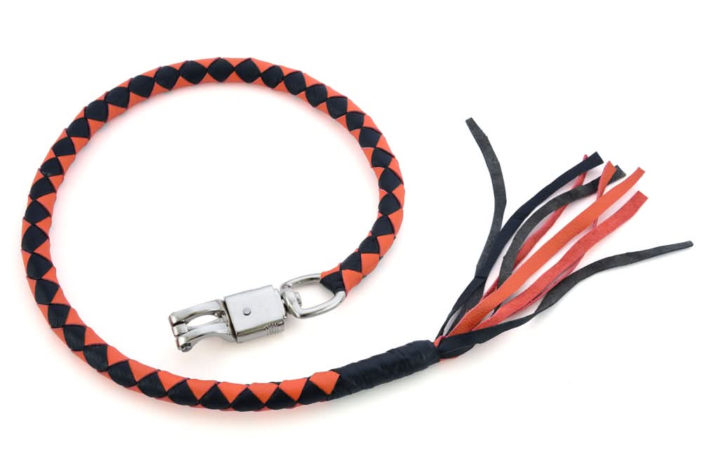 GBW22 Leather Biker Whip-Orange/Black