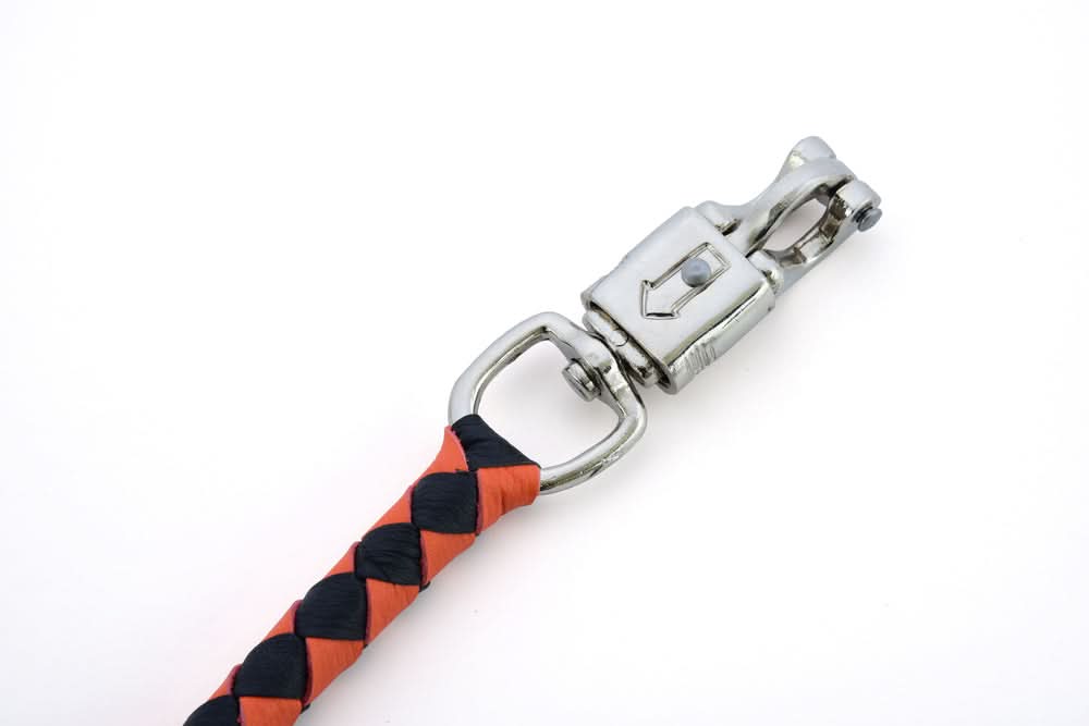 GBW22 Leather Biker Whip-Orange/Black